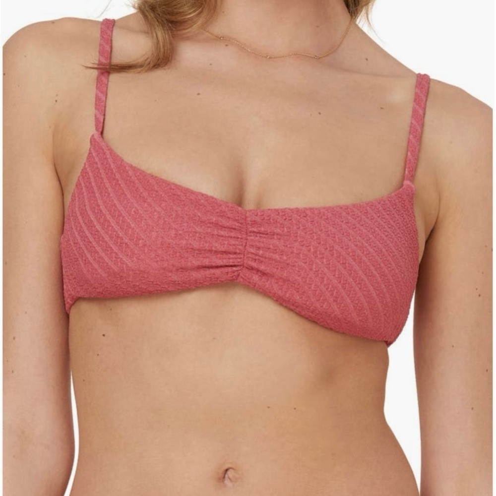 NWT Andie Symi Textured Bikini Top. Color: SED. A deep, dusty rose or Salmon. XL